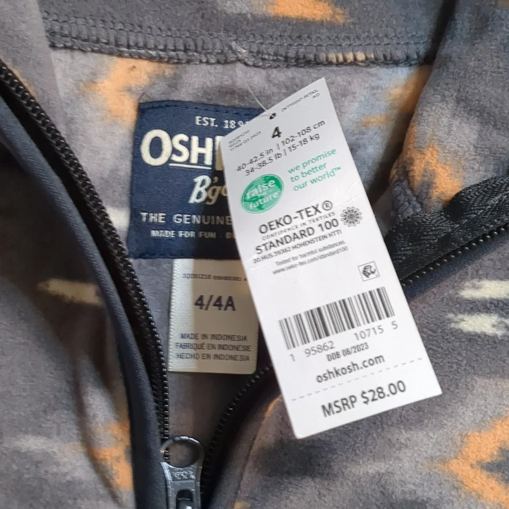 OshKosh B'gosh Boys' Mountain Aztec‎ Print Microfleece Quarter Zip Pullover